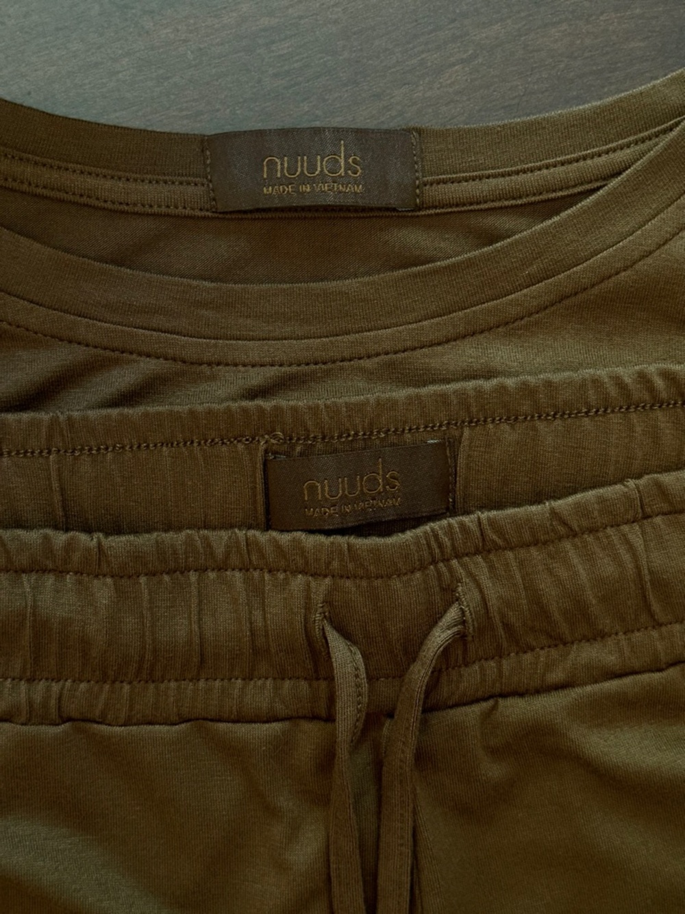 Nuuds Pajama Set Chocolate Brown T-Shirt & Pants Women’s Size Large - Picture 8 of 10